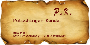 Petschinger Kende névjegykártya